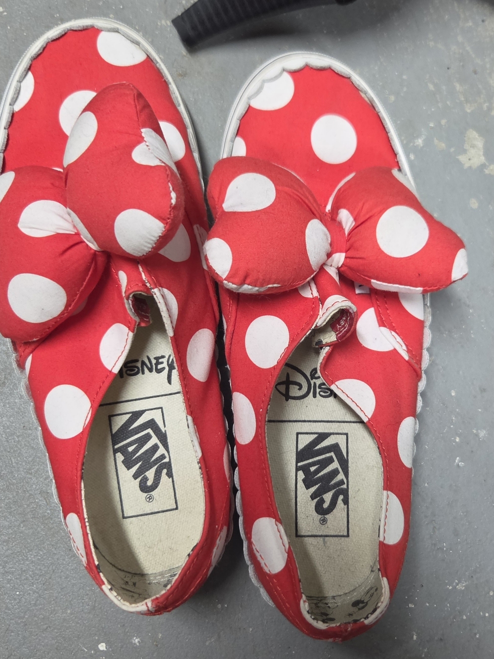 Disney Red and White Polka Dot Bow Slip-On Flats